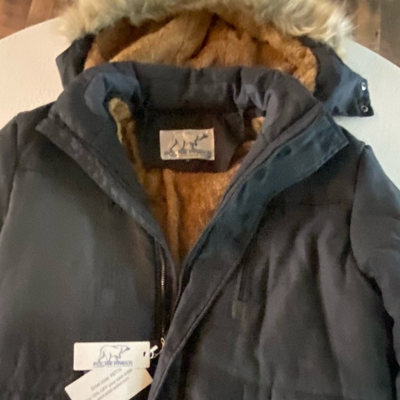 NWT Polar Parka Men's Black Parka with Faux Fur Hood, Zipper Interior Fleece - Picture 2 of 13